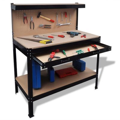 vidaXL Workbench with Pegboard and Drawer Image 1