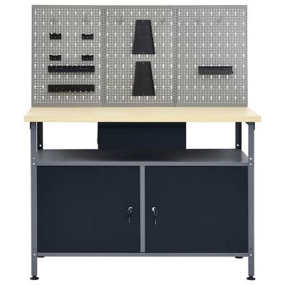 vidaXL Workbench with Three Wall Panels Image 2