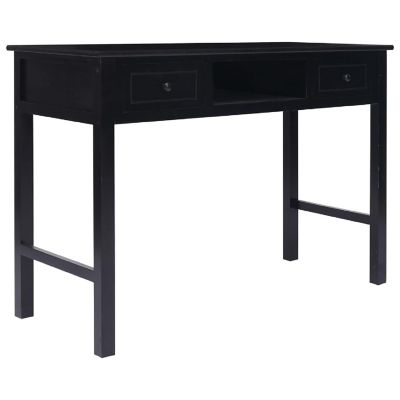 vidaXL Writing Desk Black 43.3"x17.7"x29.9" Wood Image 2