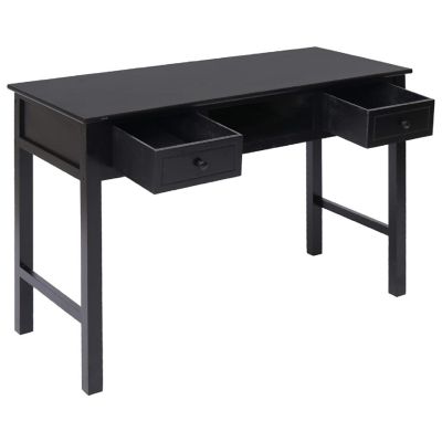 vidaXL Writing Desk Black 43.3"x17.7"x29.9" Wood Image 3