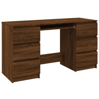 vidaXL Writing Desk Brown Oak 55.1"x19.7"x30.3" Engineered Wood Image 1