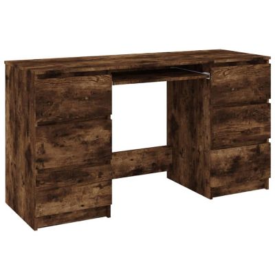 vidaXL Writing Desk Smoked Oak 55.1"x19.7"x30.3" Engineered Wood Image 2