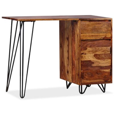 vidaXL Writing Desk with 1 Drawer and 1 Cabinet Solid Sheesham Wood Image 1