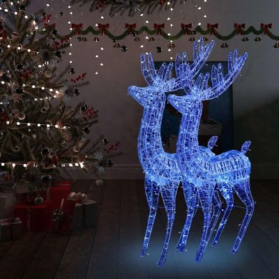 vidaXL XXL Acrylic Christmas Reindeers 250 LED 2 pcs 70.9" Blue Image 1