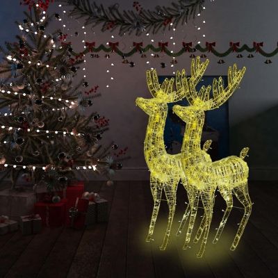 vidaXL XXL Acrylic Christmas Reindeers 250 LED 2 pcs 70.9" Warm White Image 1