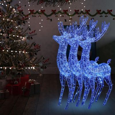 vidaXL XXL Acrylic Christmas Reindeers 250 LED 3 pcs 70.9" Blue Image 1