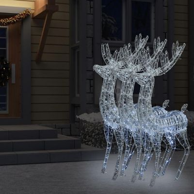 vidaXL XXL Acrylic Christmas Reindeers 250 LED 3 pcs 70.9" Cold white Image 1