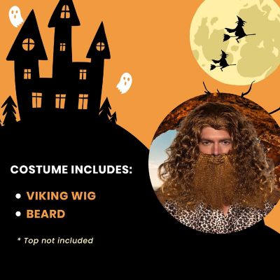 Viking Wig & Beard Adult Costume Set  Brown Image 2