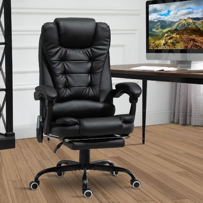 Vinsetto 7 Point Vibrating Massage Office Chair High Back Executive Recliner Lumbar Support Footrest Reclining Back Adjustable Height Black Image 2