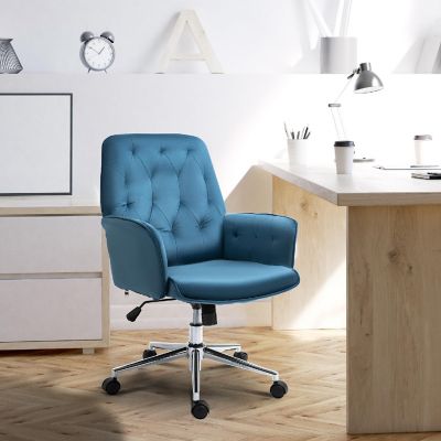Vinsetto Modern Mid Back Tufted Velvet Fabric Home Office Desk Chair Adjustable Height Swivel Adjustable Task Chair Image 2