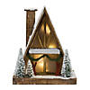 Vintage A-Frame Ski Lodge Lighted Display 13.75"L X 16.5"H Wood Image 1
