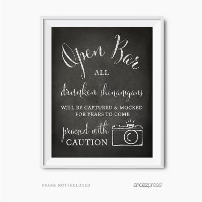 Vintage Chalkboard Open Bar Caution Sign Image 1