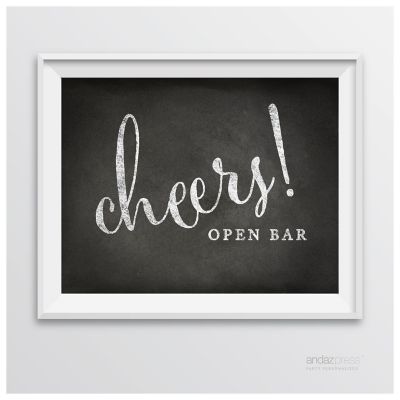 Vintage Chalkboard Open Bar Cheers Sign Image 1