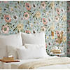 Vintage Poppy Peel & Stick Wallpaper - Blue Image 1