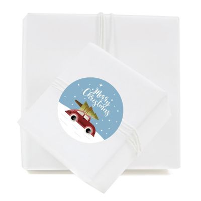 Vintage Red Christmas Tree on Snow Label Image 2