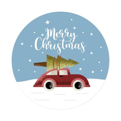 Vintage Red Christmas Tree on Snow Label Image 3
