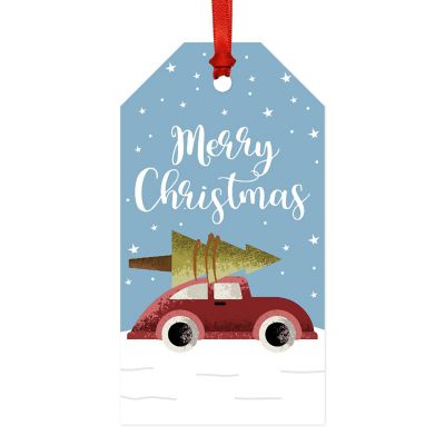 Vintage Red Christmas Tree on Snow Tags Image 3