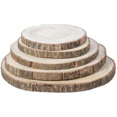 Vintiquewise Barky Natural Wood Slabs Rustic Ornament Slice Tray Table Charger - Set of 5 Image 2