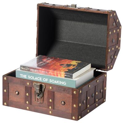 Vintiquewise Black Vintage Caribbean Pirate Chest with Decorative Nailed Design Image 2