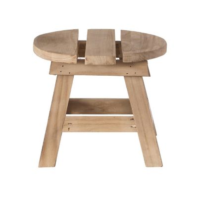 Vintiquewise Decorative Antique Wood Style Natural Wooden Accent Stool for Indoor and Outdoor Image 1