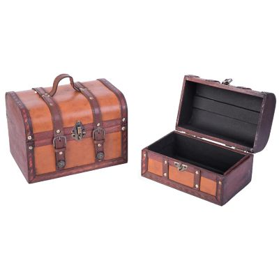 Vintiquewise Decorative Leather Treasure Boxes, Set of 2 Image 1