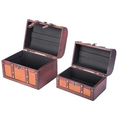 Vintiquewise Decorative Leather Treasure Boxes, Set of 2 Image 2
