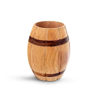Vintiquewise Decorative Wine Barrel Shaped Wooden Pen Holder for Office Desk, or Entryway Image 2