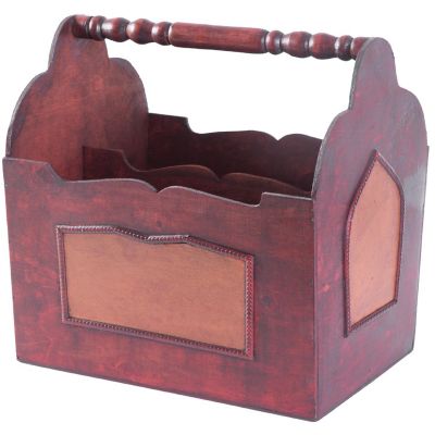Vintiquewise Handcrafted Decorative Wooden Magazine Rack with Handle Image 2