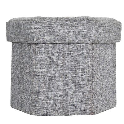 Vintiquewise Medium Decorative Grey Foldable Hexagon Ottoman for Living Room, Bedroom, Dining, Playroom or Office Image 1