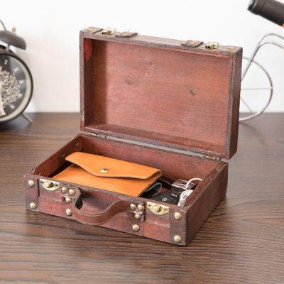 Vintiquewise Old-fashioned Small Suitcase with Straps Image 1