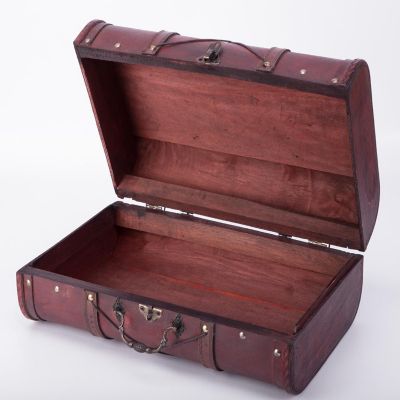 Vintiquewise Pirate Style Cherry Vintage Wooden Luggage with X Design Image 1