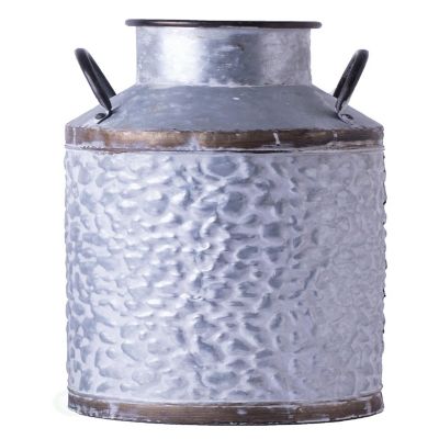 Vintiquewise Rustic Farmhouse Style Galvanized Metal Milk Can Decoration Planter and Vase, Large Image 1