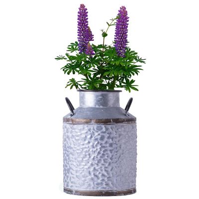Vintiquewise Rustic Farmhouse Style Galvanized Metal Milk Can Decoration Planter and Vase, Large Image 2