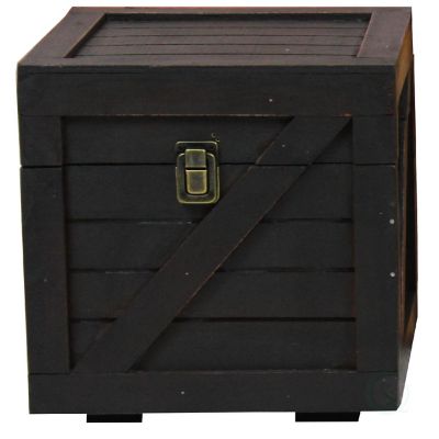 Vintiquewise Stackable Wooden Cargo Crate Style Storage Chest, Black Image 2