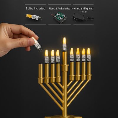 Vintiquewise V-Shape Menorah Gold Image 2