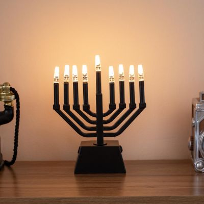Vintiquewise Wall Menorah LED Black Image 1
