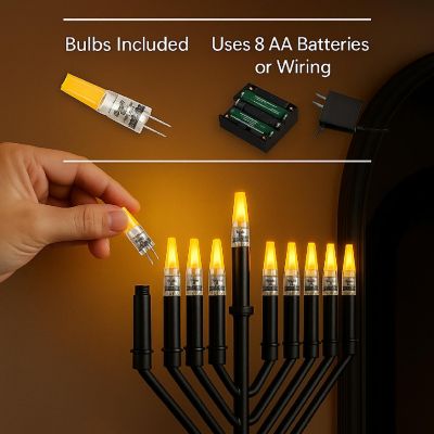 Vintiquewise Wall Menorah LED Black Image 2