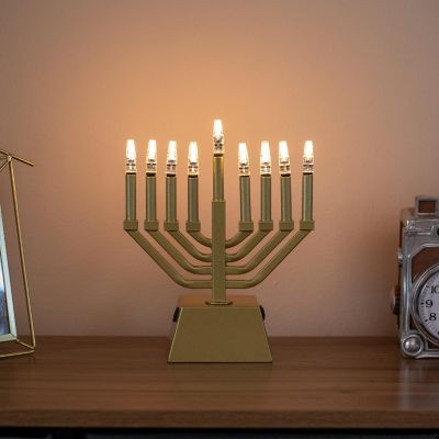 Vintiquewise Wall Menorah LED Gold Image 1