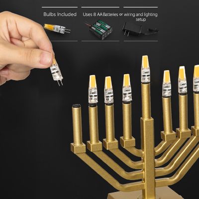 Vintiquewise Wall Menorah LED Gold Image 2
