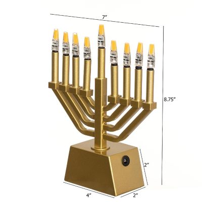 Vintiquewise Wall Menorah LED Gold Image 3