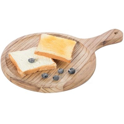 Vintiquewise Wood Pizza Peel Shape Round Serving Tray Display Platter Image 1