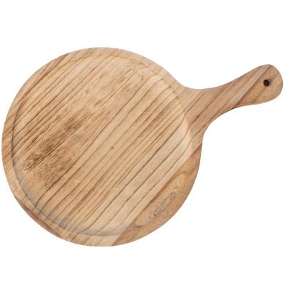 Vintiquewise Wood Pizza Peel Shape Round Serving Tray Display Platter Image 3