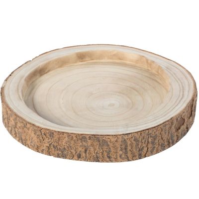 Vintiquewise Wood Tree Bark Indented Display Tray Serving Plate Platter Charger - 12 Inch Dia Image 2
