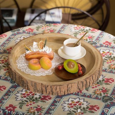 Vintiquewise Wood Tree Bark Indented Display Tray Serving Plate Platter Charger - 18 Inch Dia Image 1