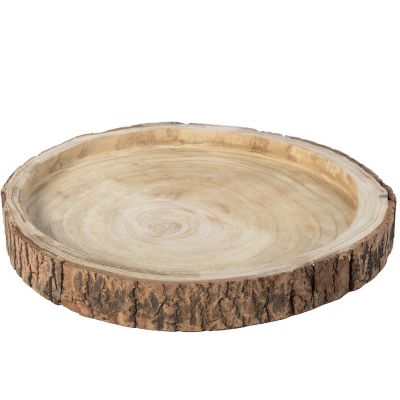 Vintiquewise Wood Tree Bark Indented Display Tray Serving Plate Platter Charger - 18 Inch Dia Image 2