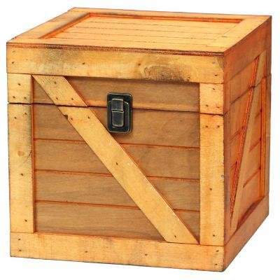 Vintiquewise Wooden Stackable Treasure Chest Cargo Crate Style, Light Brown Image 1