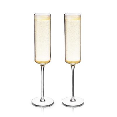 Viski Laurel Champagne Flutes, Crystal Stemmed Wine Glasses, Clear 6.75 Oz, Set of 2 Image 1