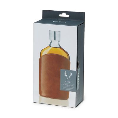 Viski Parker Leather Wrapped Glass Flask Image 2