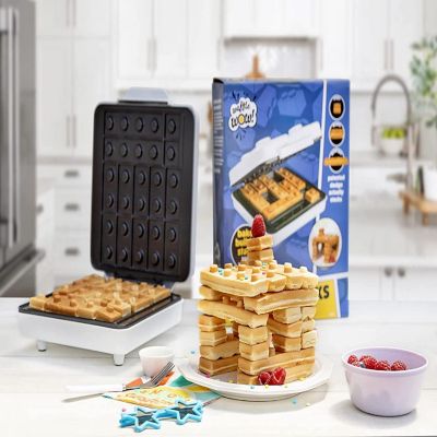 Waffle Wow! Building Brick Electric Waffle Maker- Cook Fun, Buildable Waffles, Pancakes in Minutes - Build Houses, Cars & More Out of Stackable Waffles Image 1