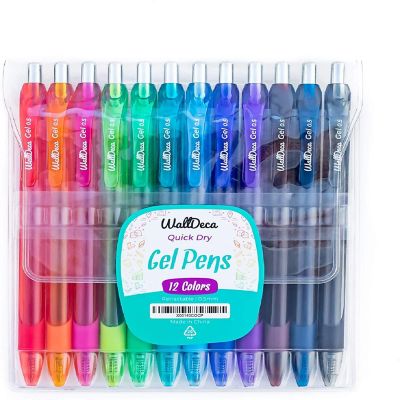 WallDeca (0.5mm), 12 Count, Gel Ink Pens, Assorted Rainbow Colors Image 1